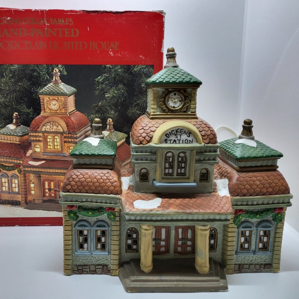 Dickens Collectables - Hand Painted Porcelain Lighted Dickens Street Station